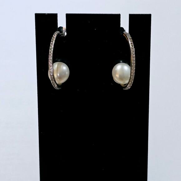 honora collection Jewelry - Honora Italy bronze cultured pearl cubic zirconia drop pierced earrings NWOT